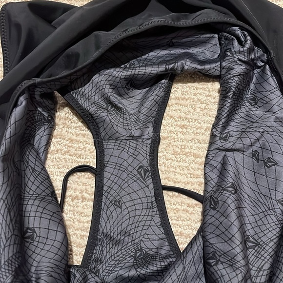 Volcom sexy one piece swimsuit black low back halter plunging v Like New - Picture 12 of 14